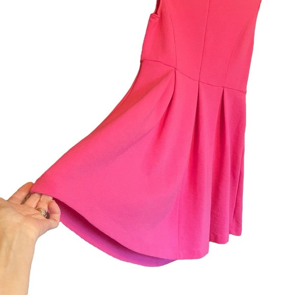 Boden Fit & Flare Pink Dress-Ribbed Fabric- ZipClosure-Pleated Skirt-UK14/US 10 - Picture 3 of 10
